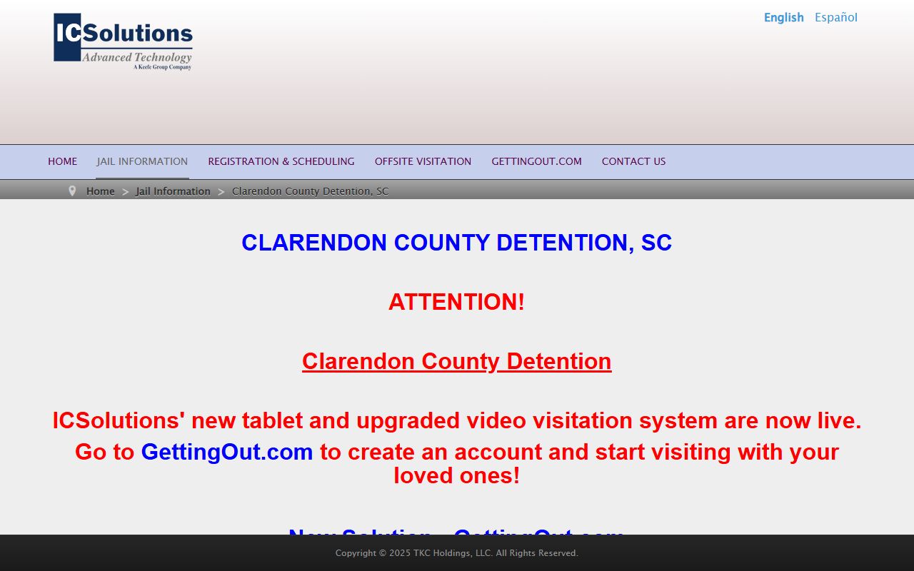 Clarendon County Detention Center inmate communication and video visit portal